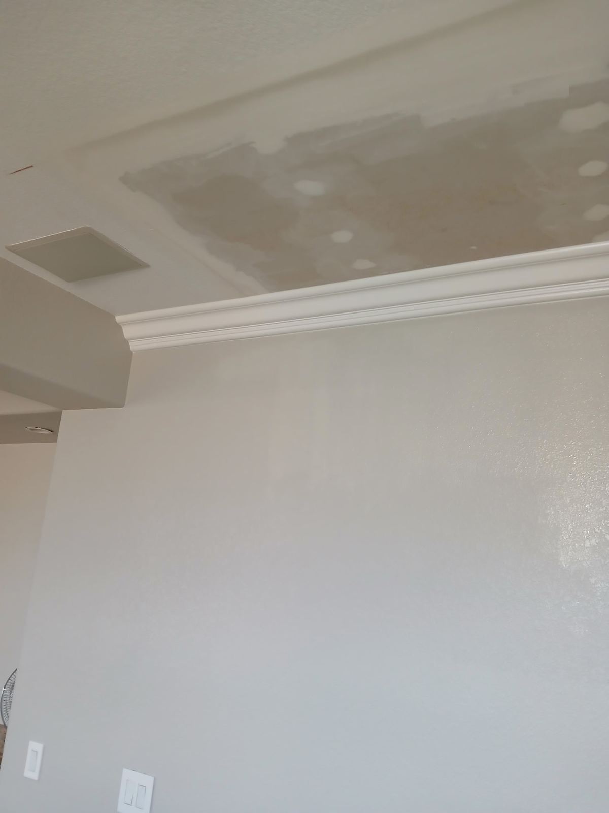 Ceiling with joint compound mid-repair